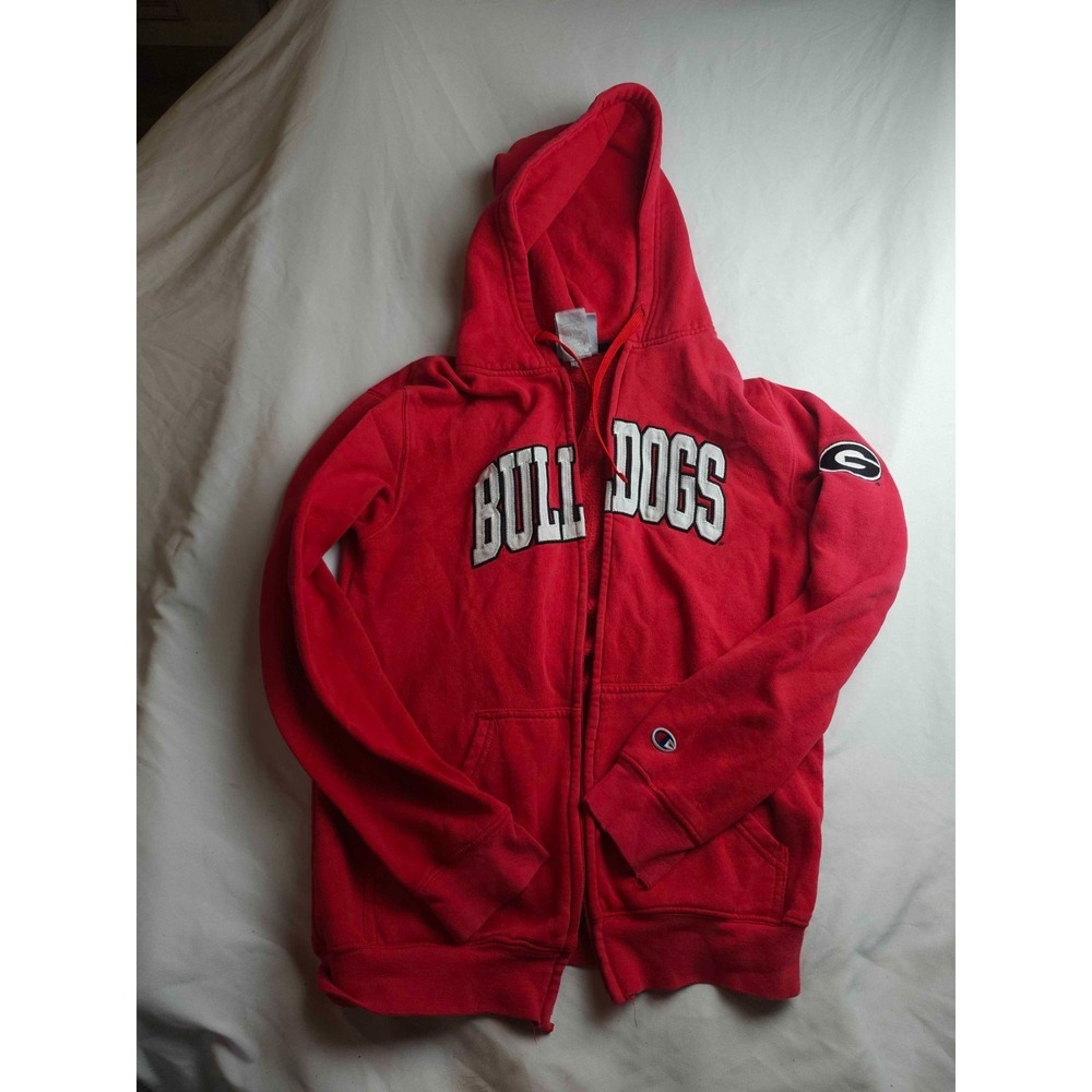 Champion Georgia Bulldogs Hoodie Womens‎ Small Red Full Zip Fleece Sweatshirt